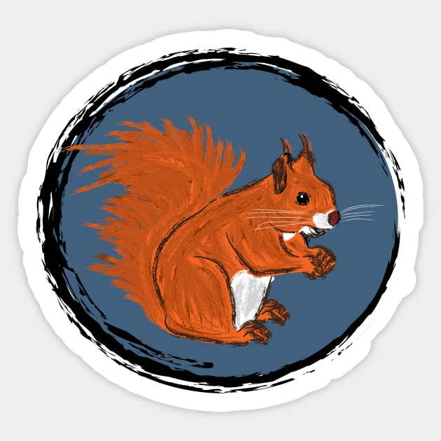 Artwork of an European Red Squirrel V Sticker by JDHegemann